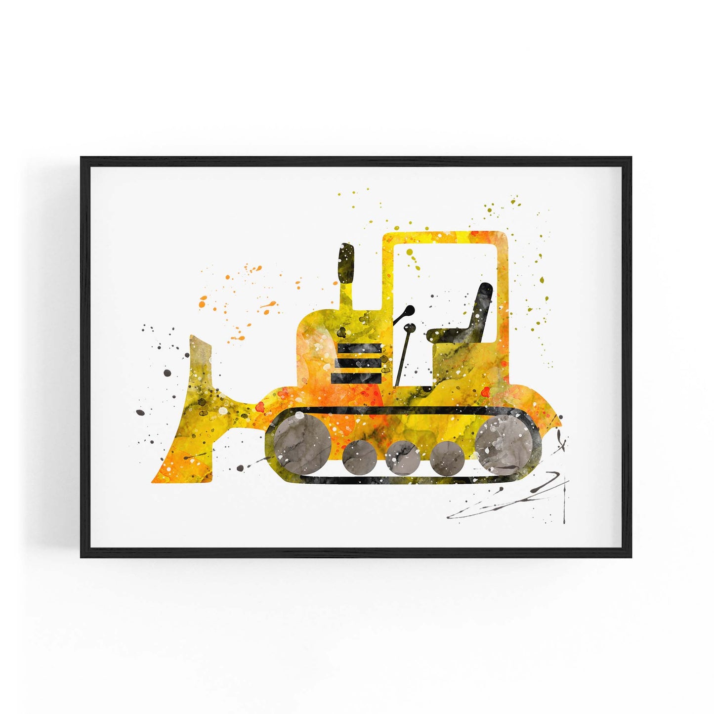 Yellow Digger Boys Bedroom Nursery Toddler Art #1 - The Affordable Art Company