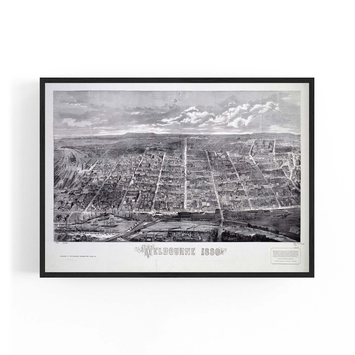 Melbourne City Vintage Drawing Wall Art - The Affordable Art Company