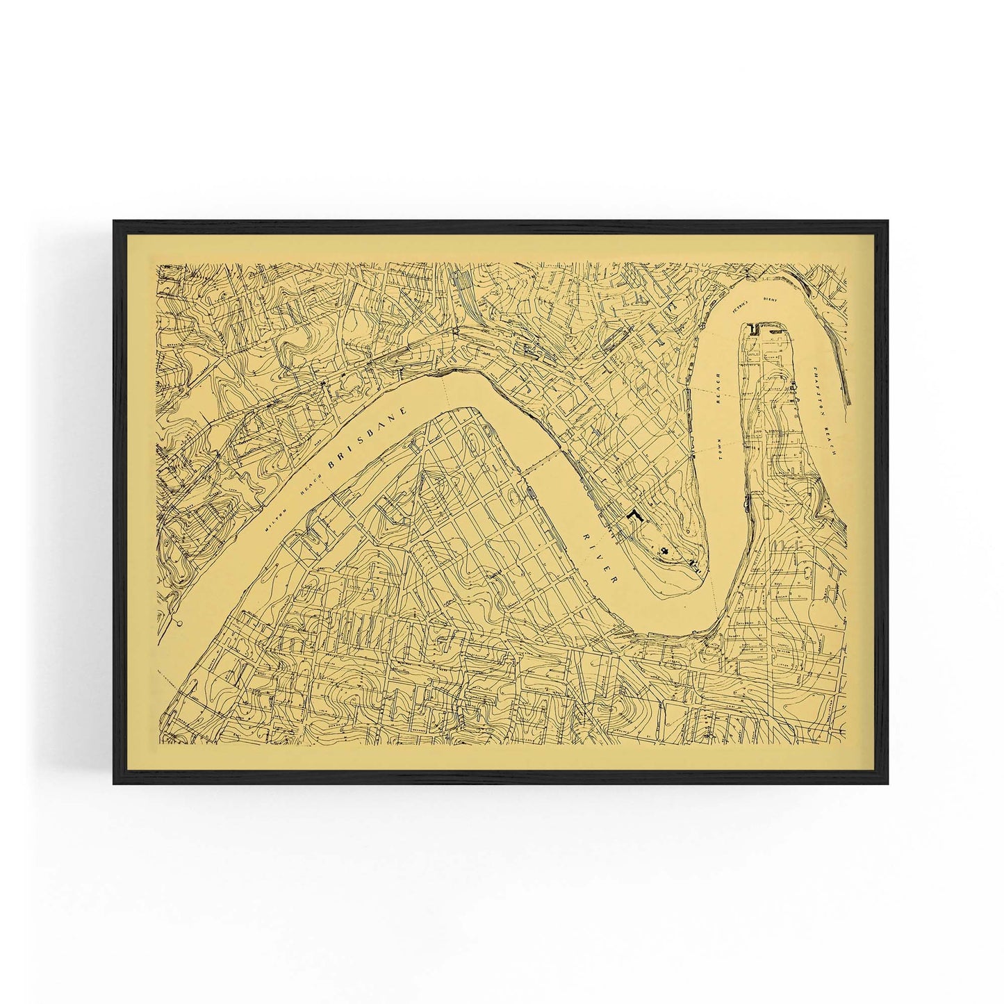 Brisbane Queensland Vintage Map Wall Art - The Affordable Art Company