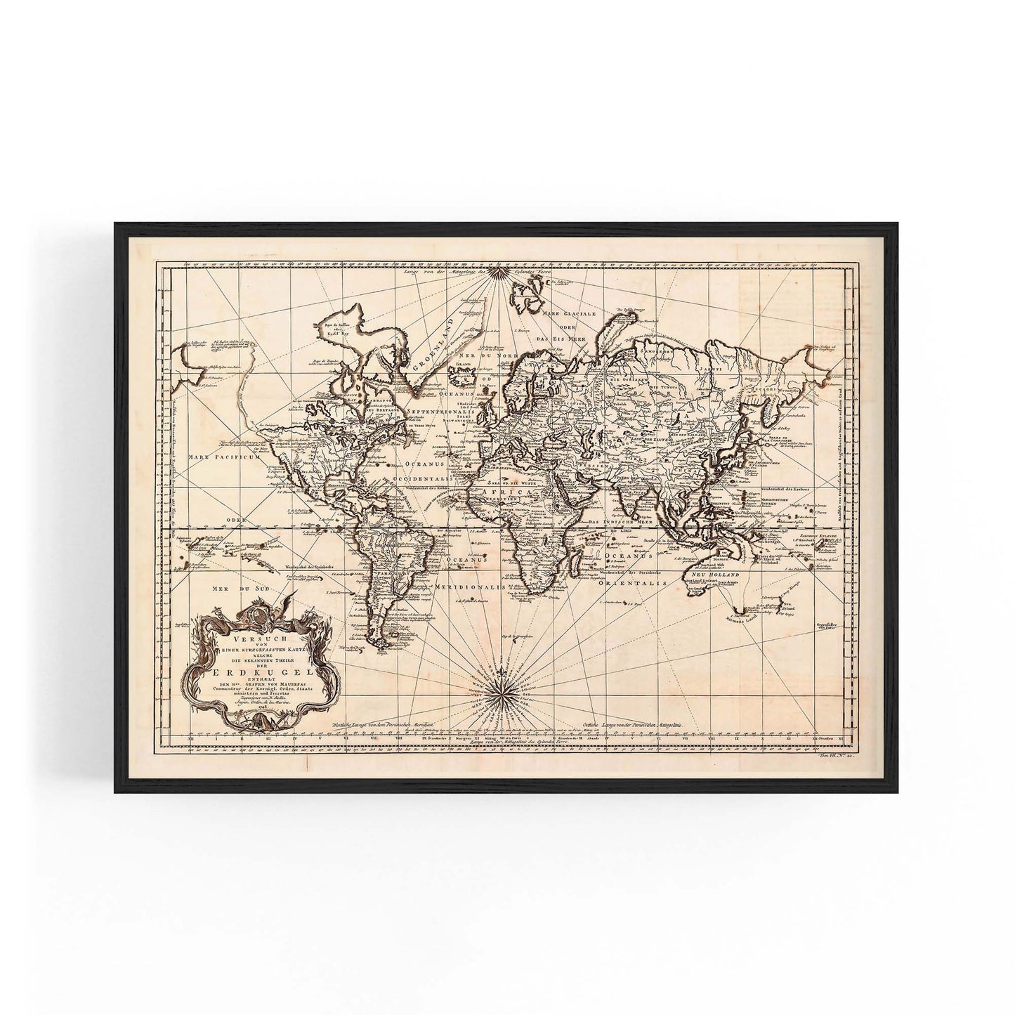 Vintage World Map Old Wall Art #3 - The Affordable Art Company