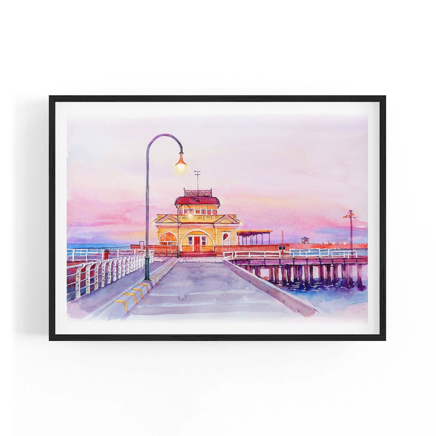 St Kilda Pier Watercolour Painting Melbourne Art - The Affordable Art Company