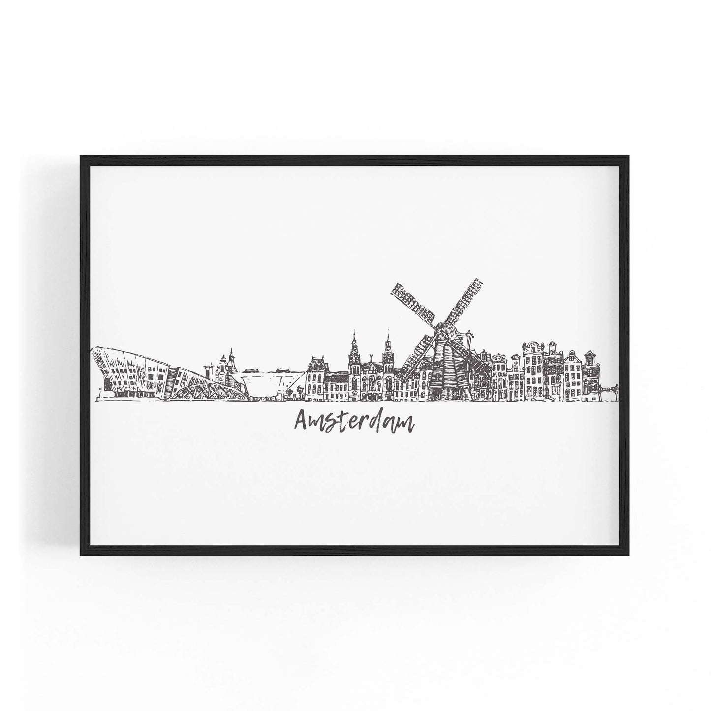 Amsterdam Drawing Travel Minimal Wall Art - The Affordable Art Company