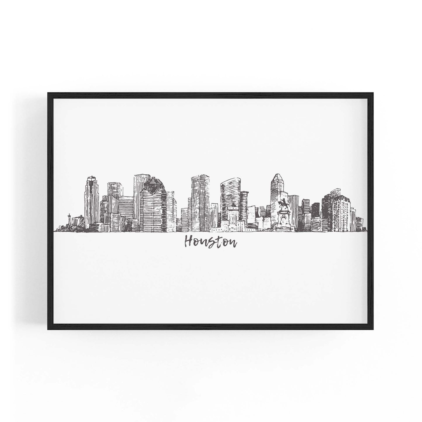 Houston Texas Skyline Drawing Minimal Wall Art - The Affordable Art Company