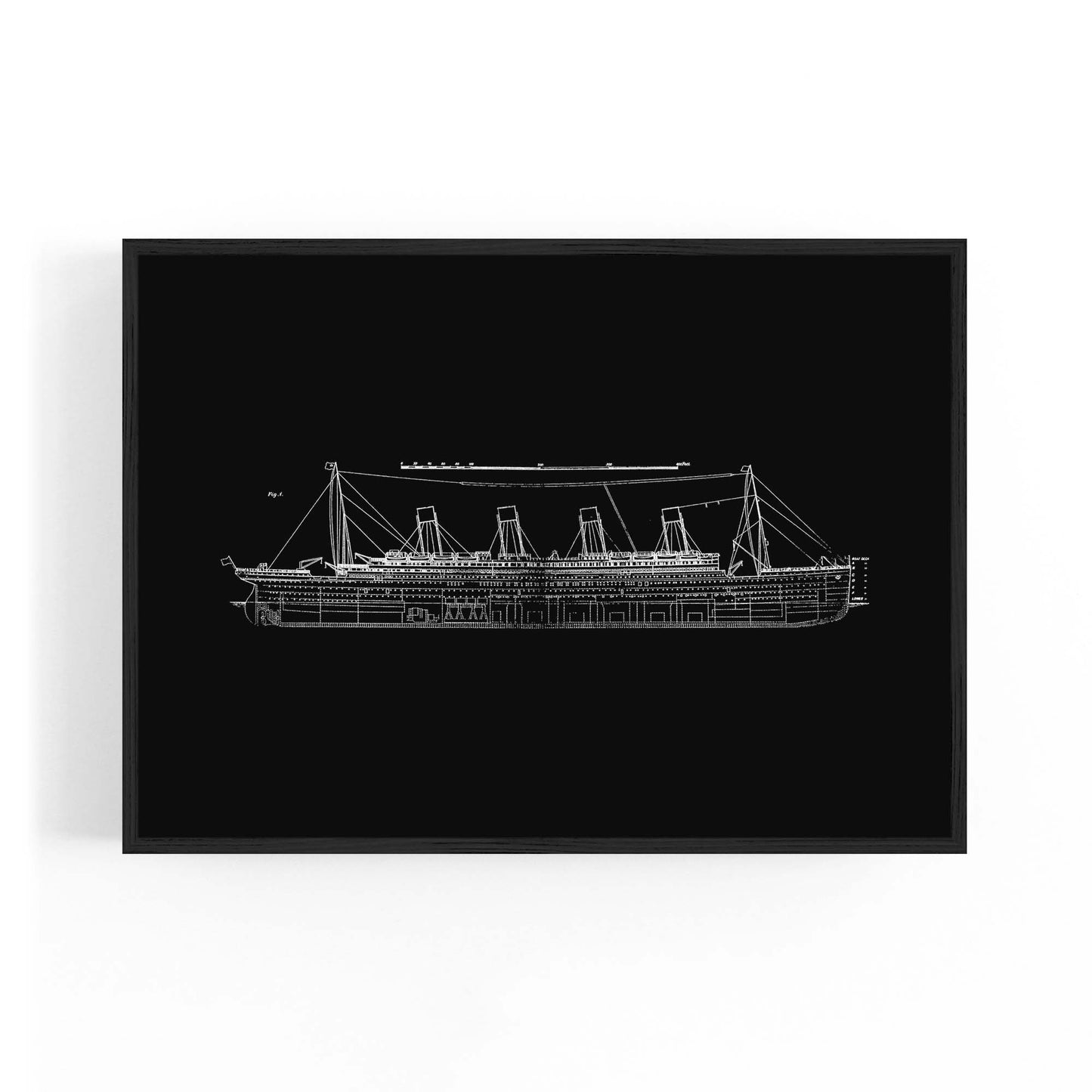 Vintage Titanic Plans Schematic White Wall Art #2 - The Affordable Art Company