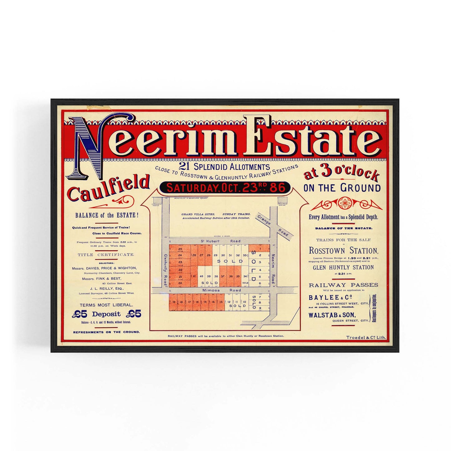 Caulfield Melbourne Vintage Real Estate Advert Art #1 - The Affordable Art Company