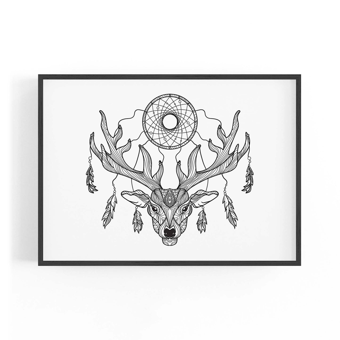 Dream Catcher Deer Drawing Bedroom Wall Art - The Affordable Art Company