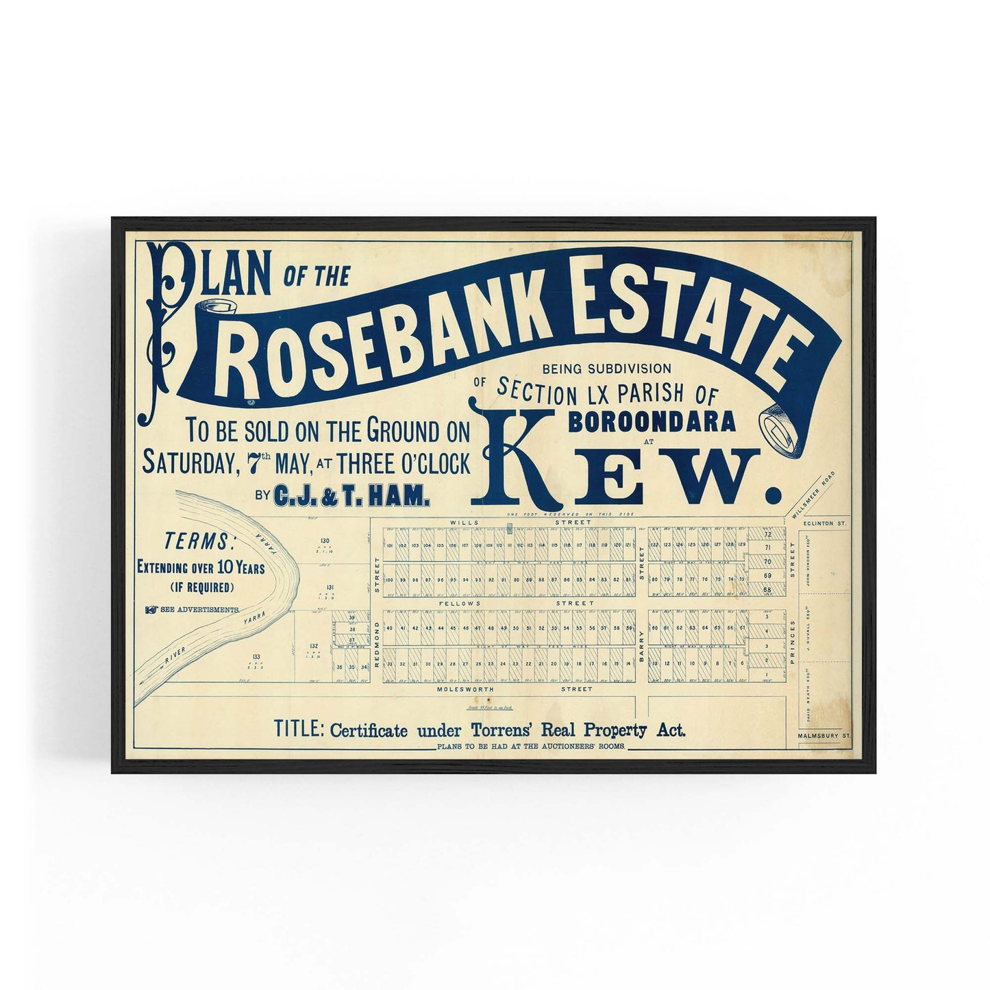 Kew Melbourne Vintage Real Estate Advert Wall Art #1 - The Affordable Art Company