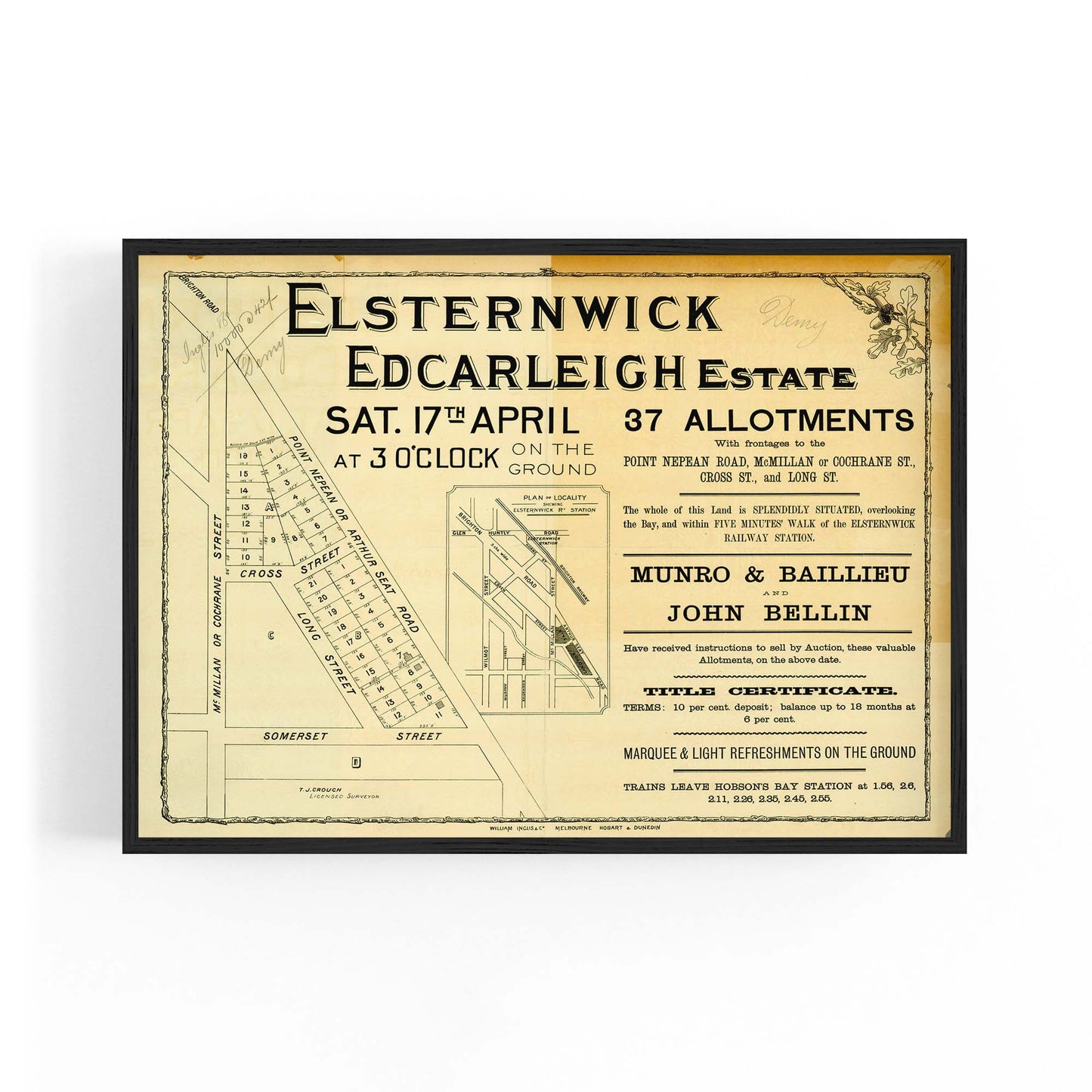 Elsternwick Melbourne Vintage Real Estate Advert Art - The Affordable Art Company