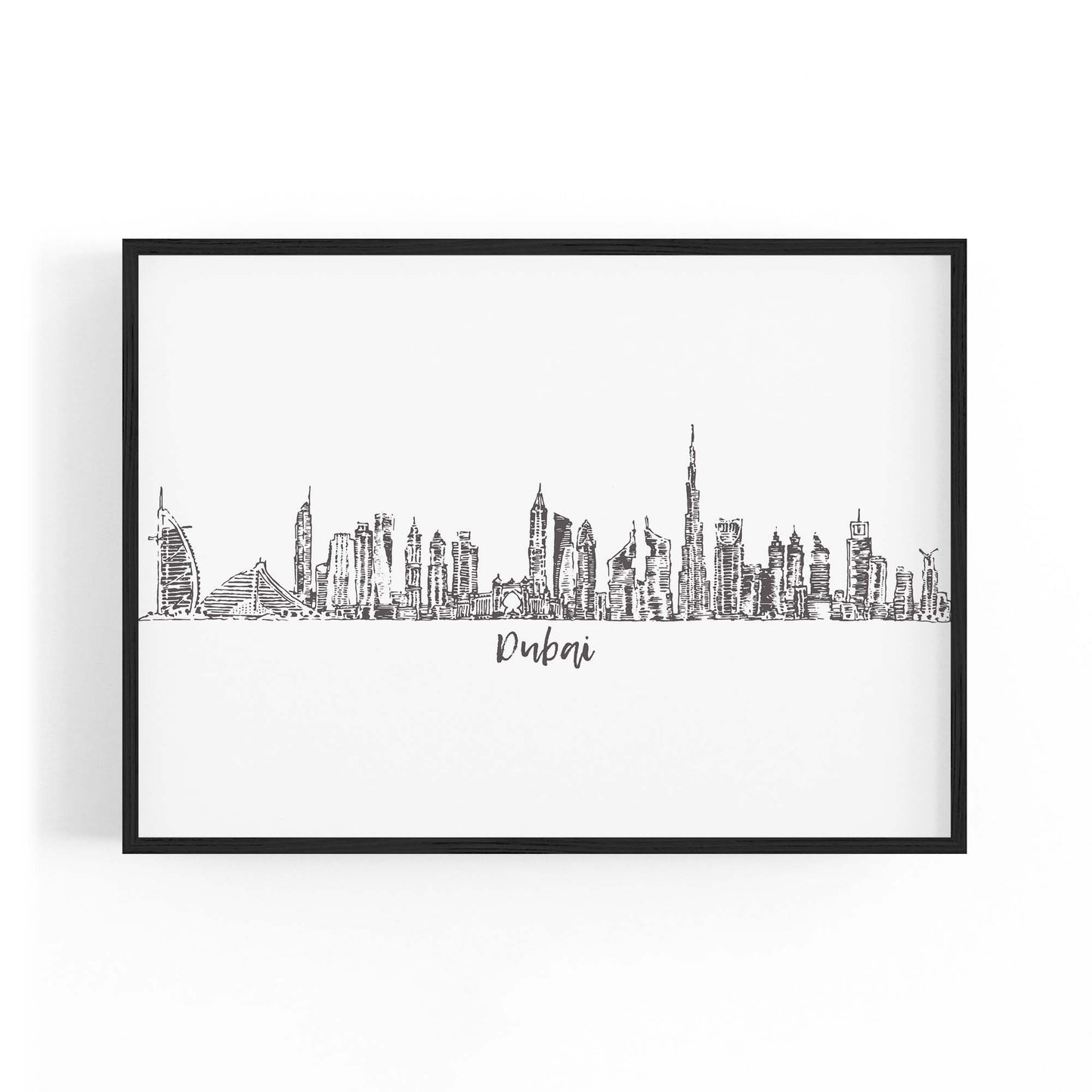 Dubai UAE Cityscape Drawing Minimal Wall Art - The Affordable Art Company