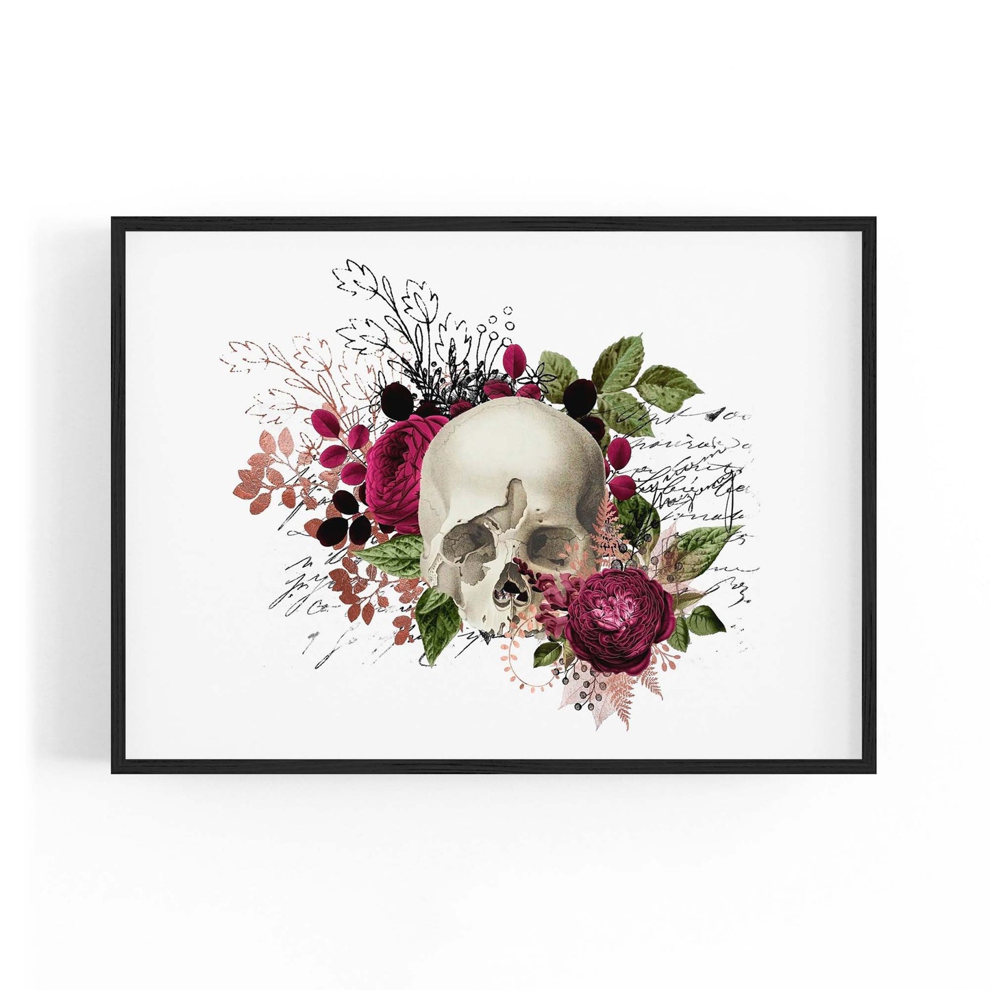 Purple Floral Skull Fashion Girls Bedroom Wall Art #1 - The Affordable Art Company