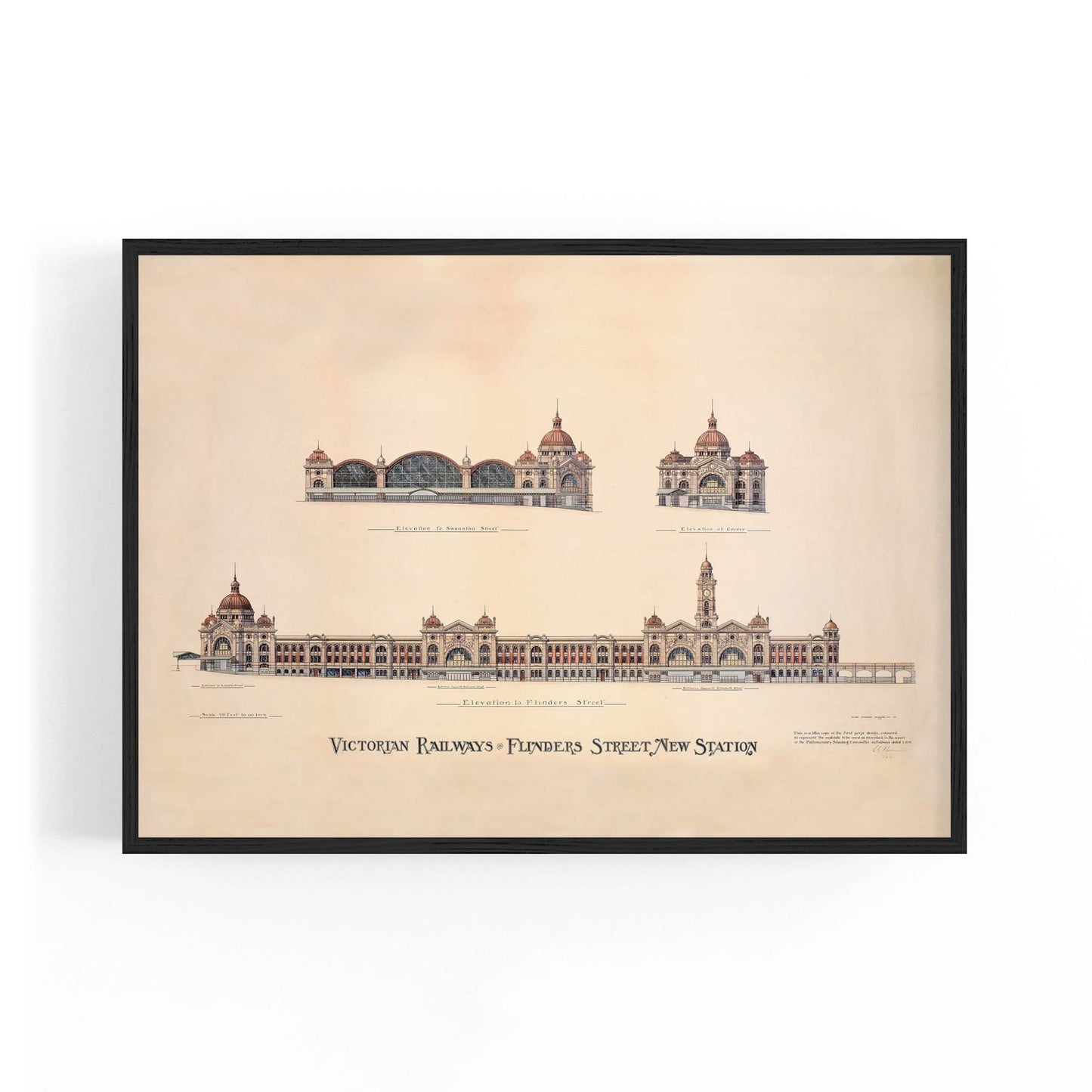Flinders St Station Melbourne Vintage Drawing Art #1 - The Affordable Art Company