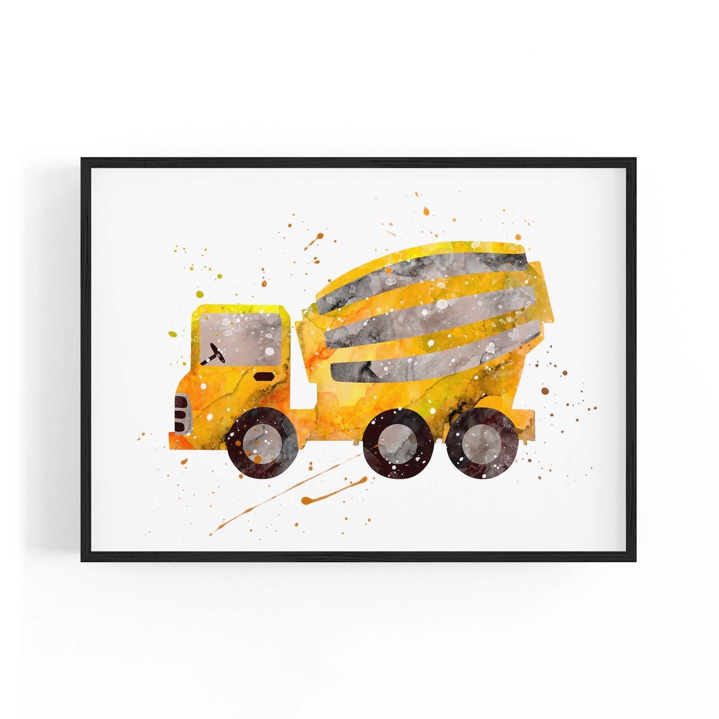 Yellow Mixer Truck Boys Bedroom Nursery Wall Art - The Affordable Art Company