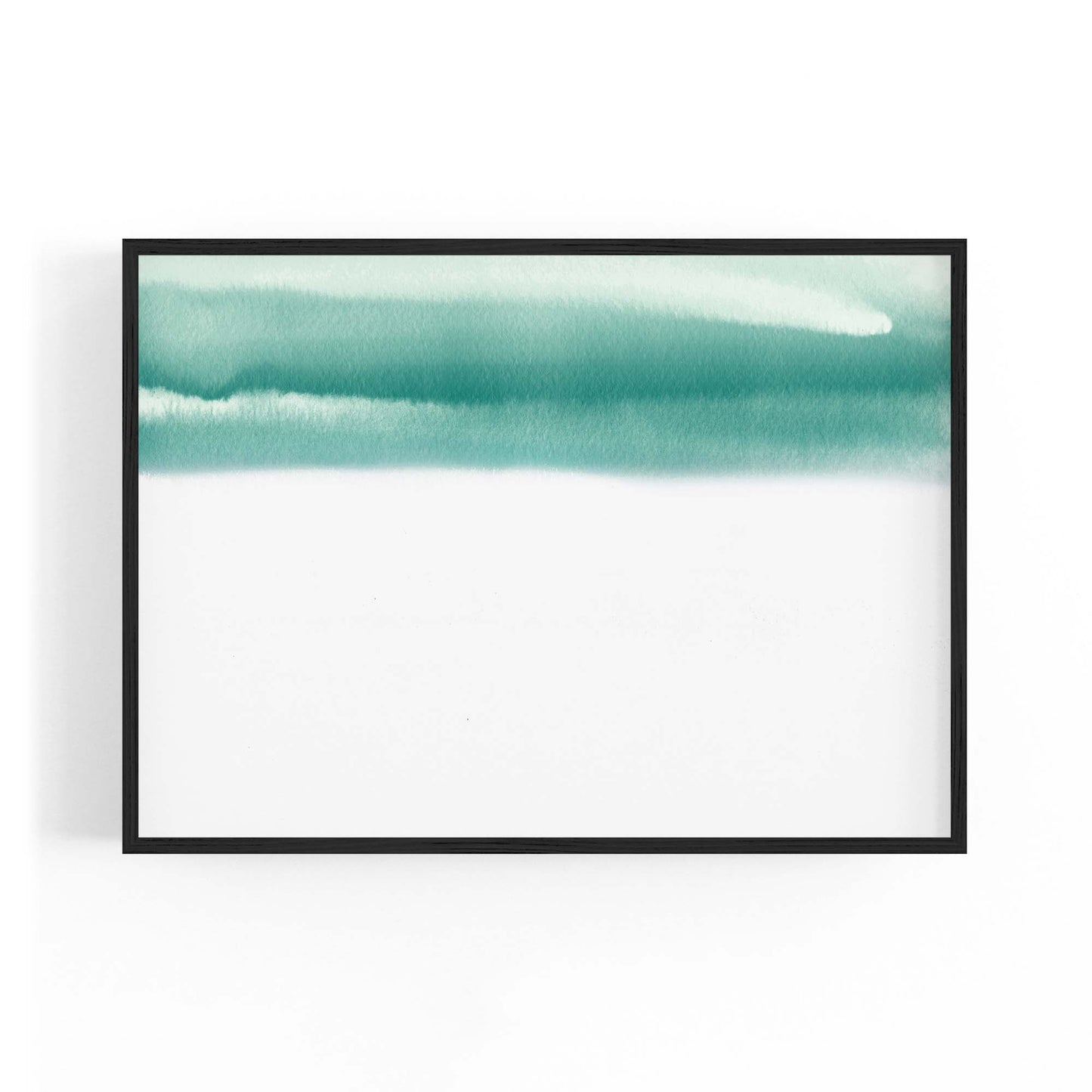 Teal Ink Minimal Ink Painting Blue Wall Art #2 - The Affordable Art Company