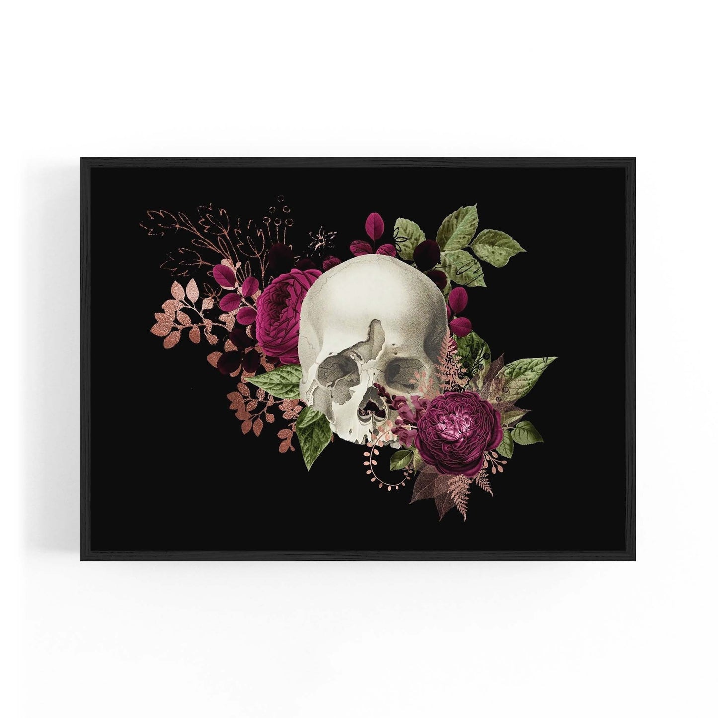 Purple Floral Skull Fashion Girls Bedroom Wall Art #2 - The Affordable Art Company
