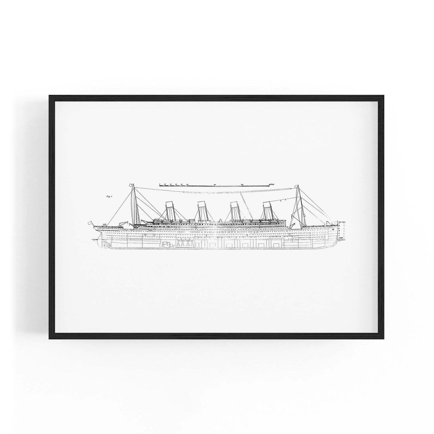 Vintage Titanic Plans Schematic White Wall Art #1 - The Affordable Art Company