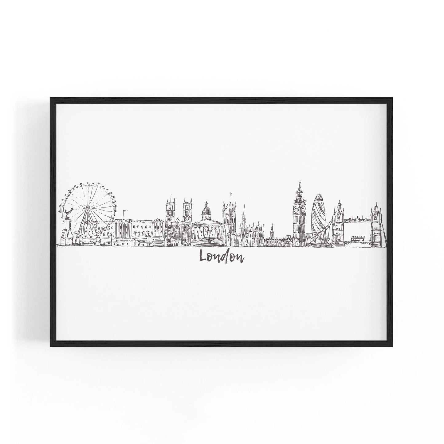 London Drawing Cityscape Travel Minimal Wall Art - The Affordable Art Company