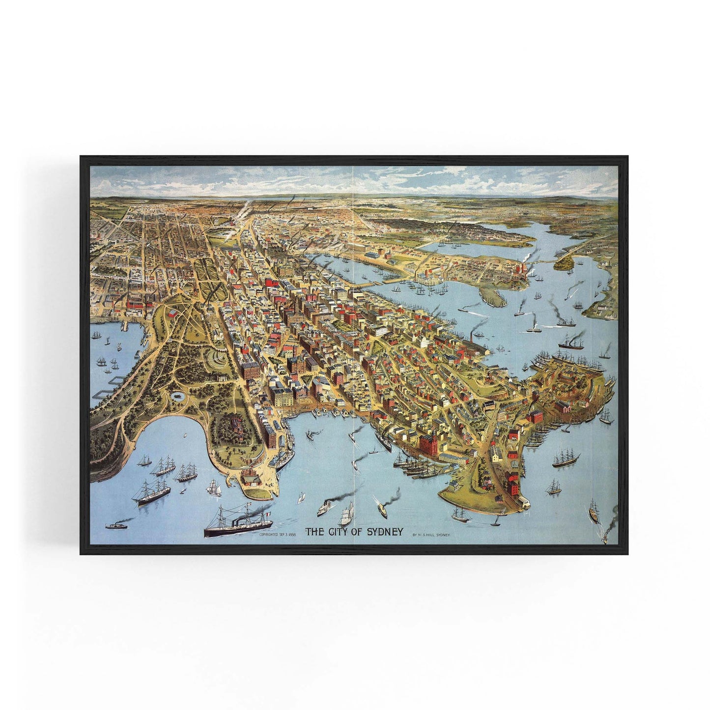 Vintage Sydney Map New South Wales Wall Art - The Affordable Art Company