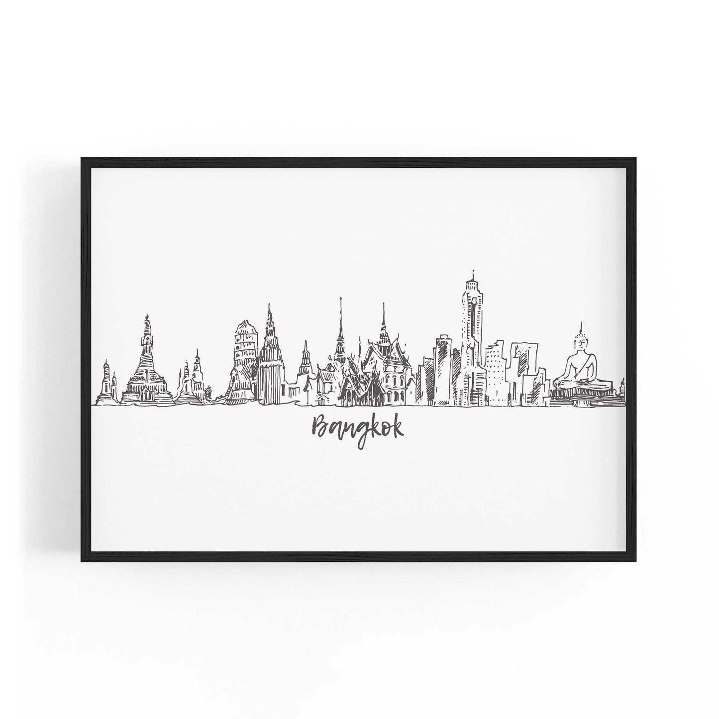 Bangkok Thailand Drawing Minimal Travel Wall Art - The Affordable Art Company