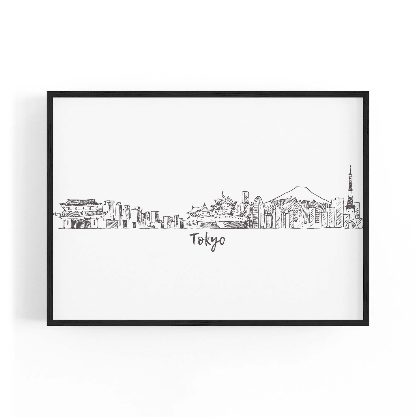 Tokyo Japan Cityscape Drawing Travel Wall Art #2 - The Affordable Art Company