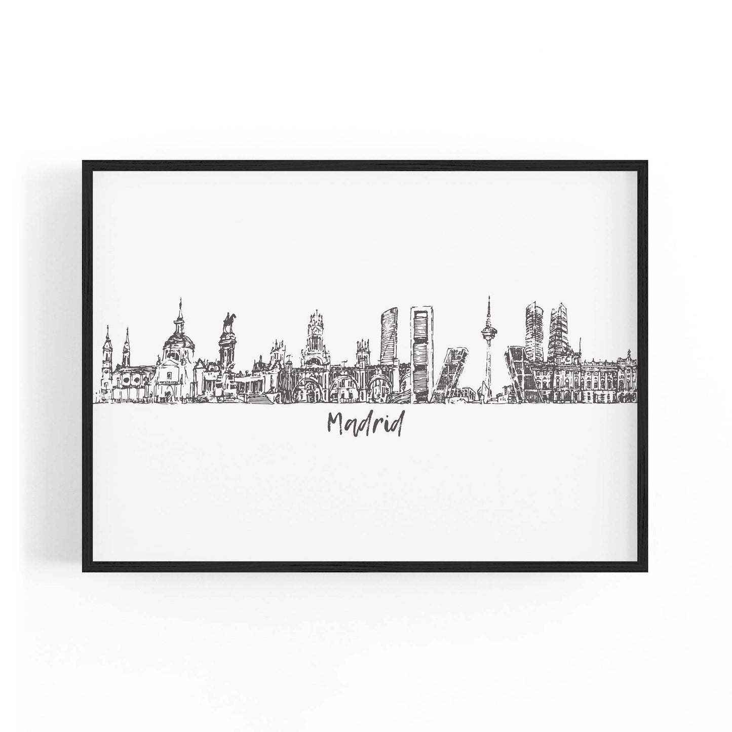 Madrid Spain Cityscape Drawing Travel Wall Art - The Affordable Art Company