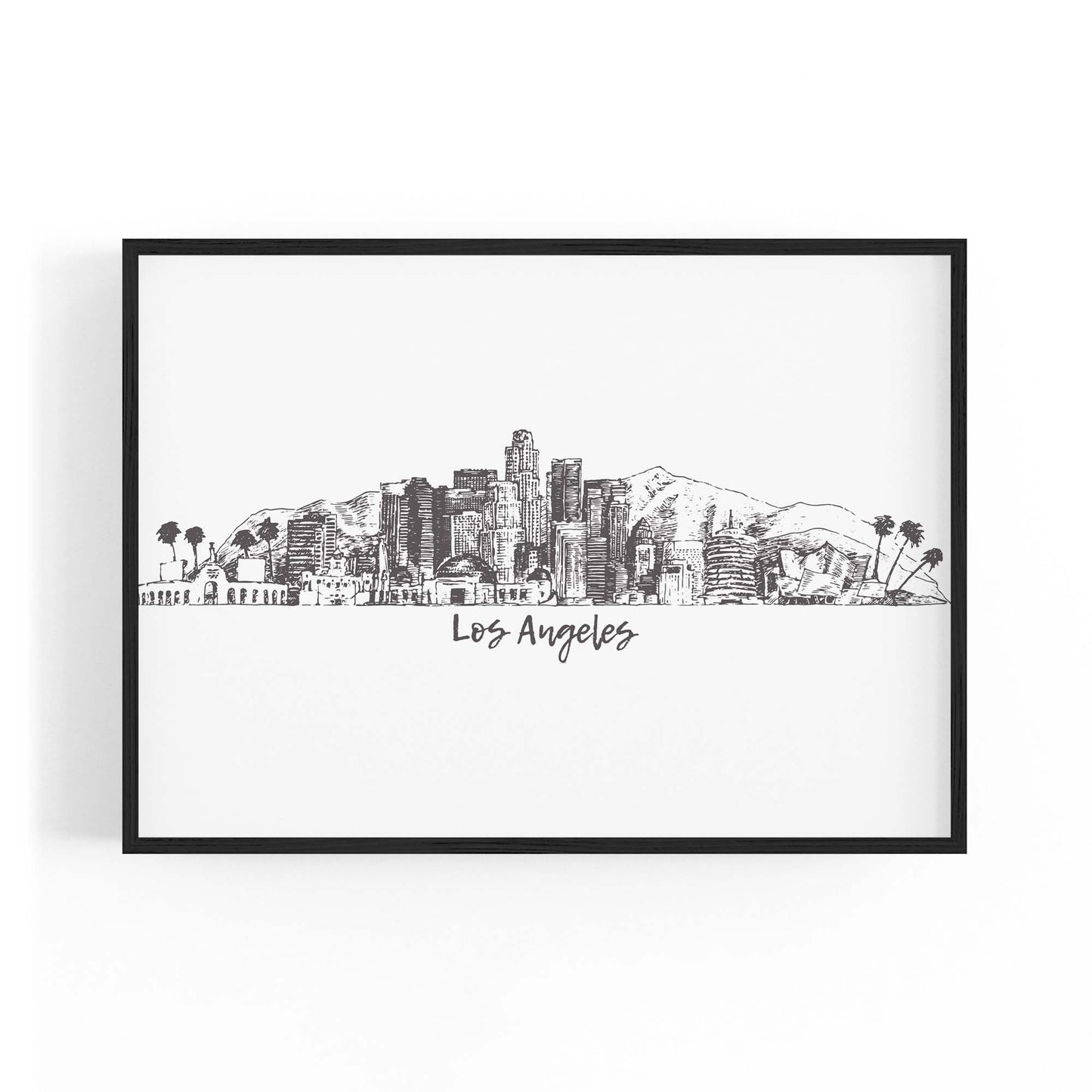 Los Angeles California Cityscape Drawing Wall Art #1 - The Affordable Art Company