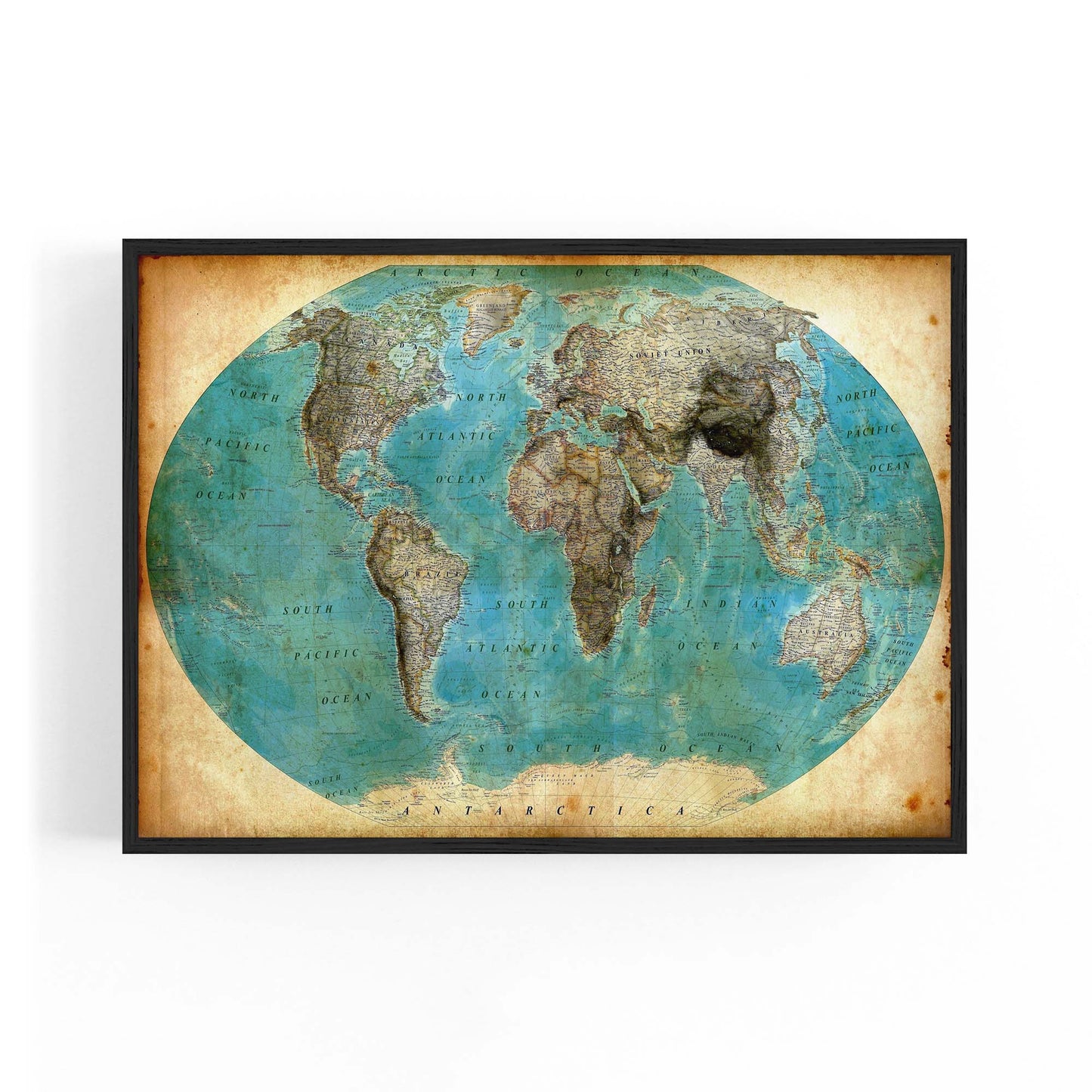 Vintage World Map Old Wall Art #5 - The Affordable Art Company