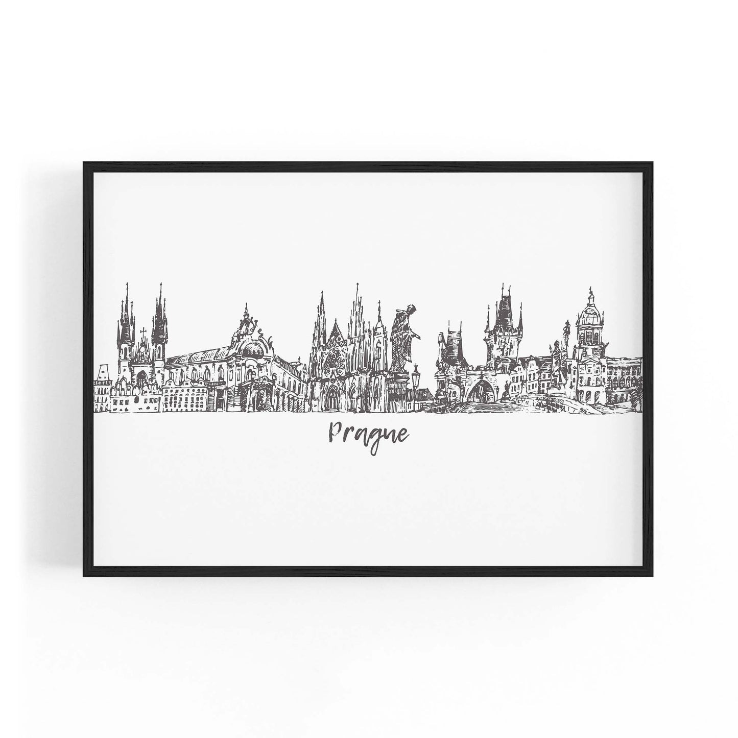 Prague Czech Cityscape Minimal Painting Wall Art #3 - The Affordable Art Company