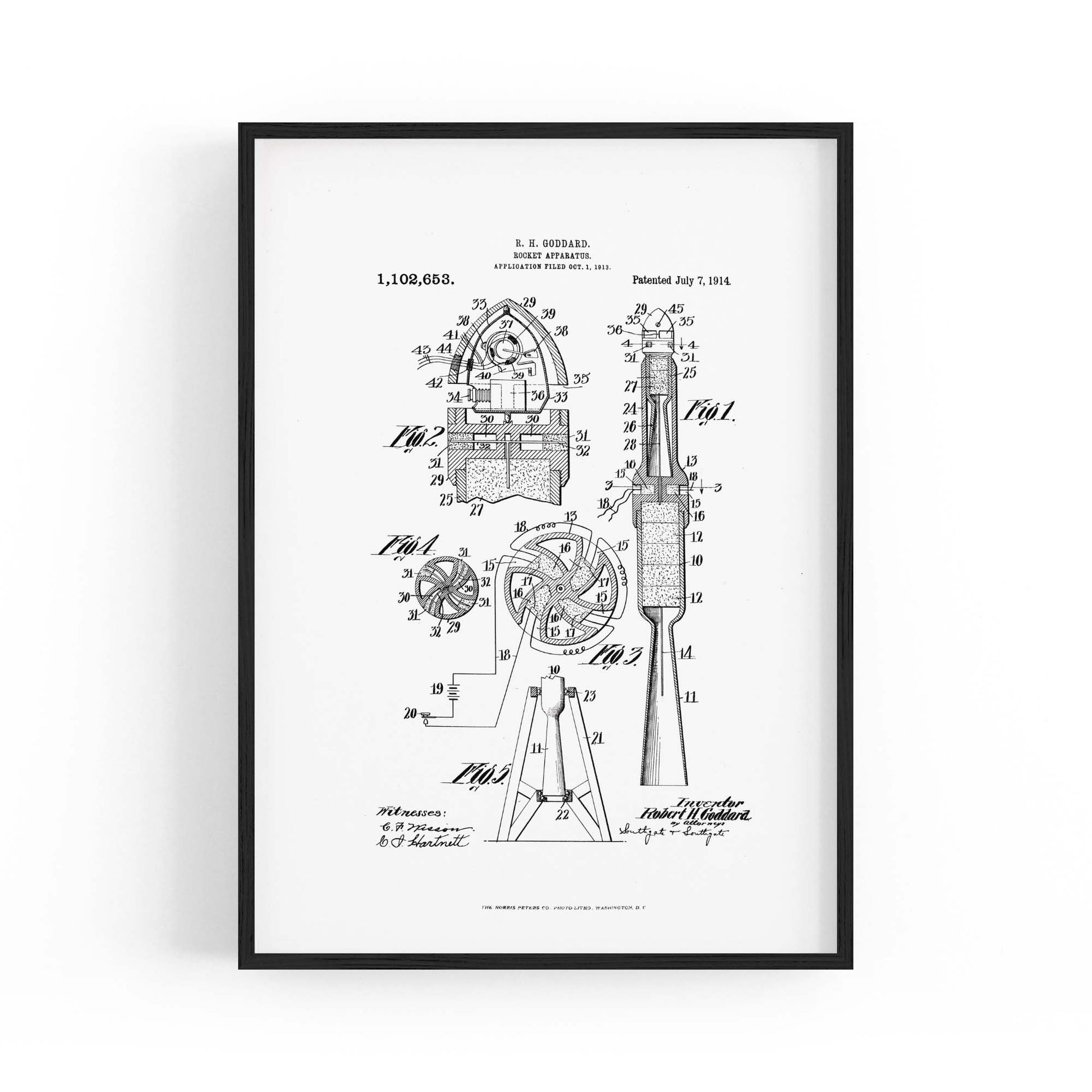 Vintage Rocket Patent Engineering Wall Art #2 - The Affordable Art Company