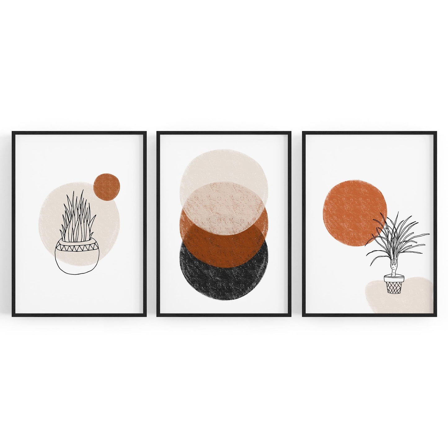 Set of Minimal Plant Abstract Hallway Wall Art #2 - The Affordable Art Company