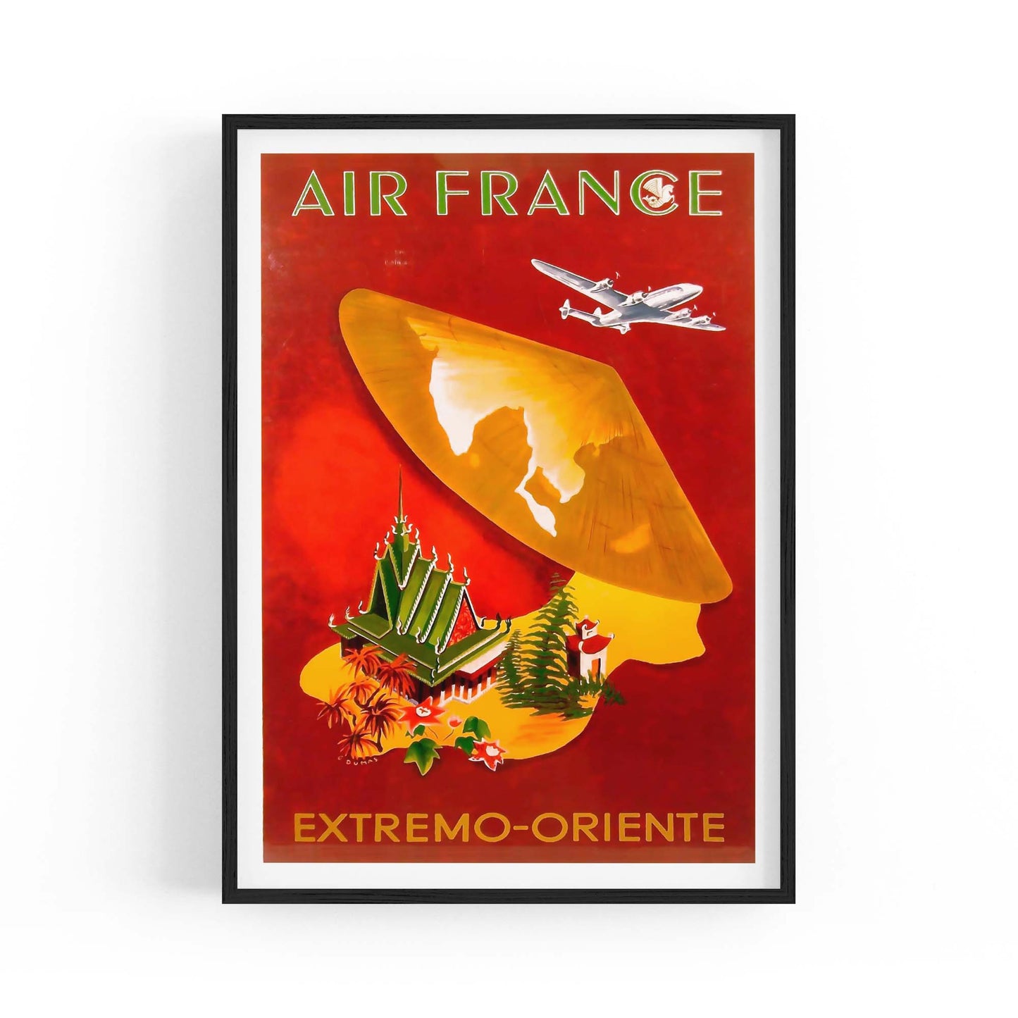 China by Air France Vintage Travel Advert Wall Art - The Affordable Art Company
