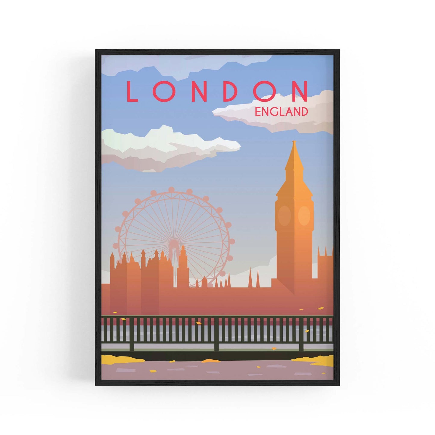 Retro London England UK Travel Vintage Wall Art - The Affordable Art Company