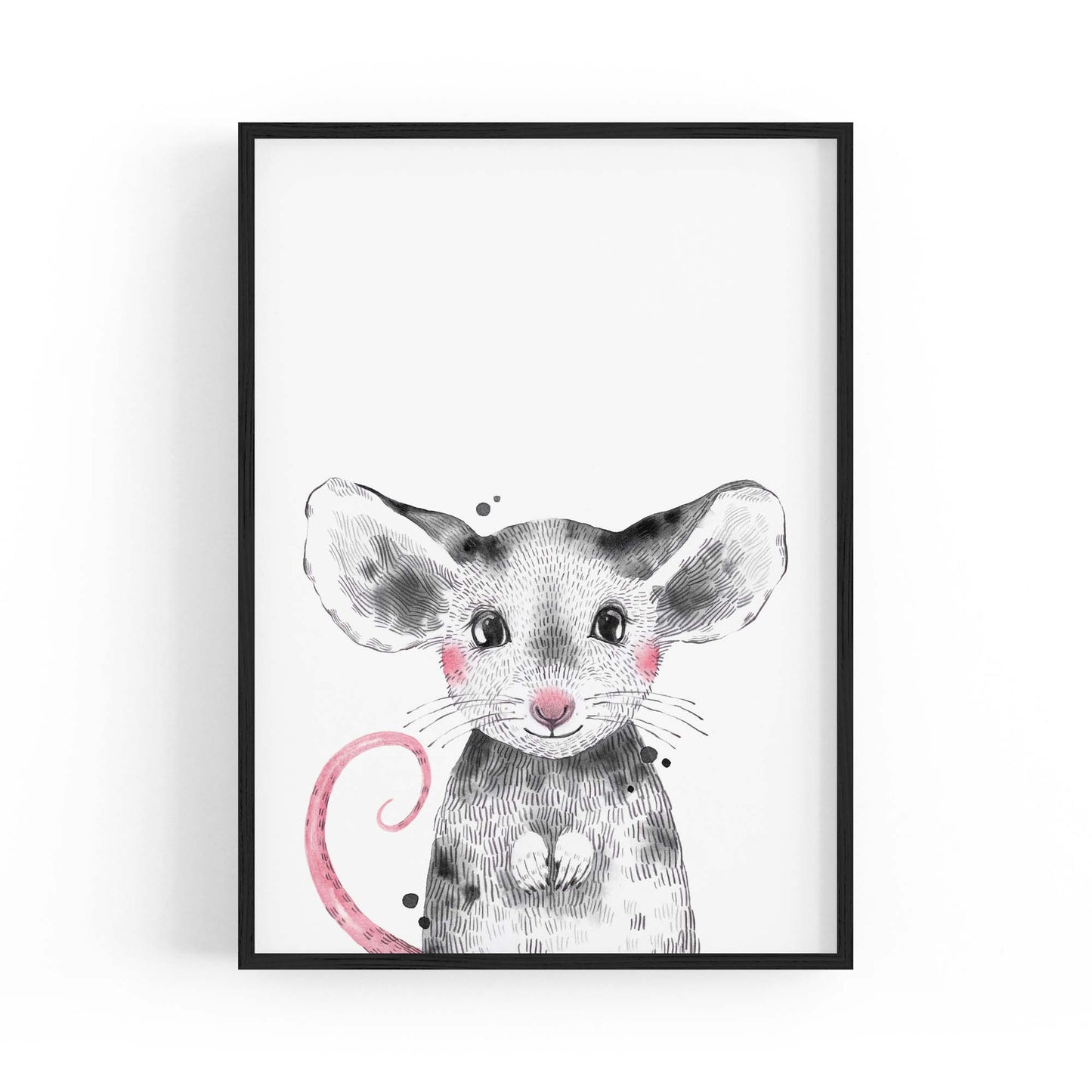 Cute Blushing Baby Mouse Nursery Animal Wall Art - The Affordable Art Company