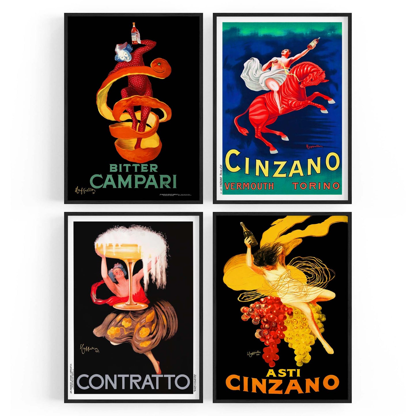 Set of 4 Vintage Italian Wine Restaurant Advertisements Wall Art - The Affordable Art Company