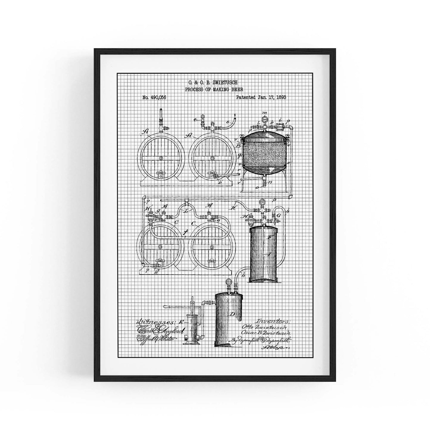 Vintage Beer Making Patent Man Cave Gift Wall Art #2 - The Affordable Art Company