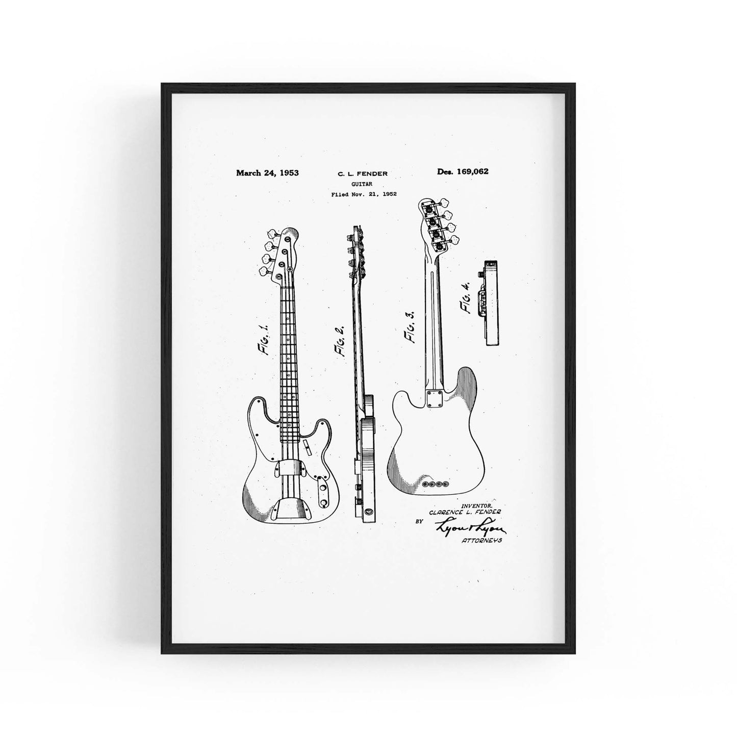 Fender Guitar White Patent Music Gift Wall Art - The Affordable Art Company