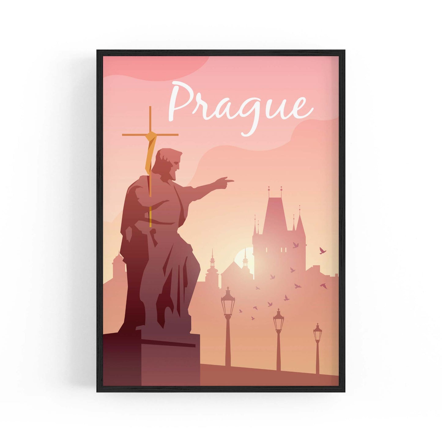 Retro Prague Czech Vintage Travel Europe Wall Art - The Affordable Art Company