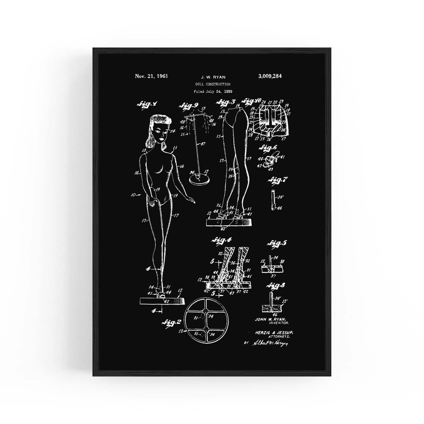 Vintage Barbie Doll Toy Patent Old Style Wall Art #1 - The Affordable Art Company