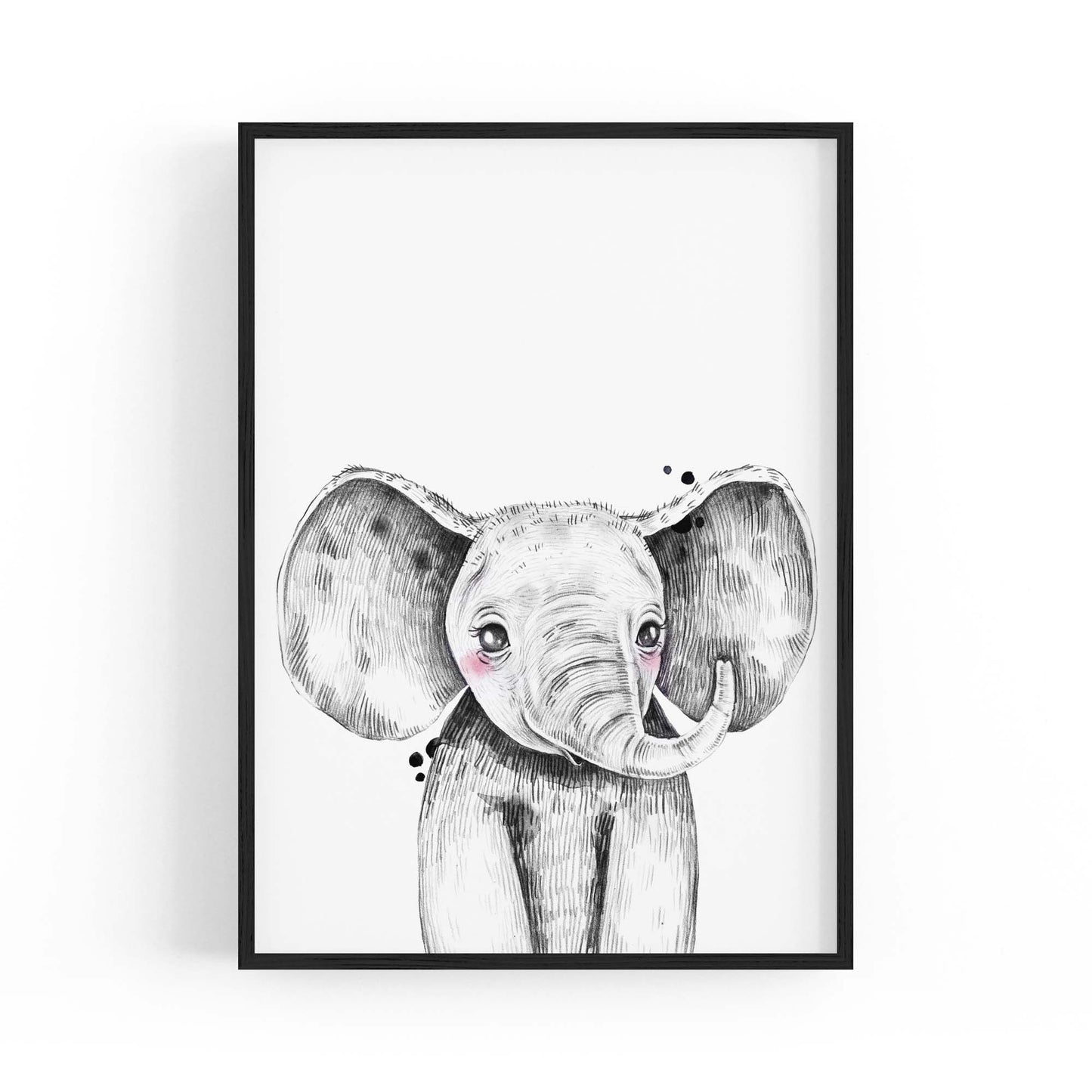 Cute Blushing Baby Elephant Nursery Animal Wall Art - The Affordable Art Company