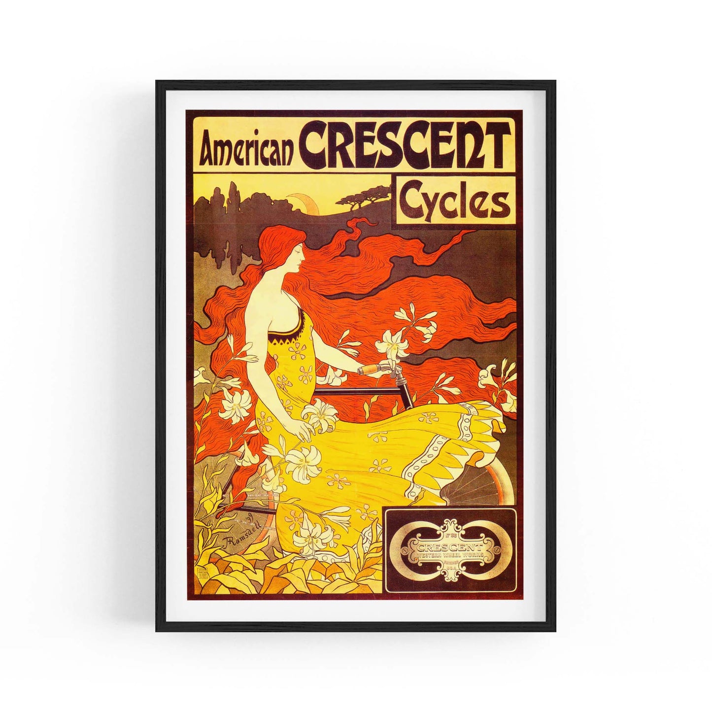 American Crescent Cycles Vintage Advert Wall Art - The Affordable Art Company
