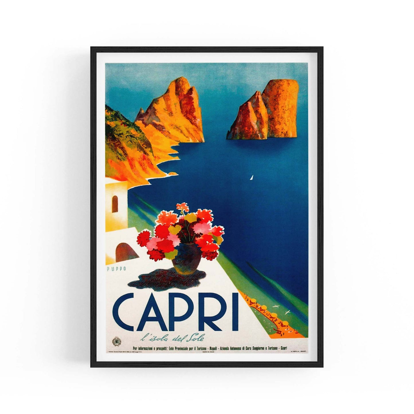 Capri, Italy Vintage Travel Italian Coastal Wall Art - The Affordable Art Company