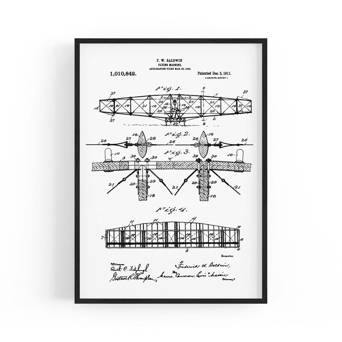 Airplane Patent Vintage Minimal Man Cave Wall Art #3 - The Affordable Art Company