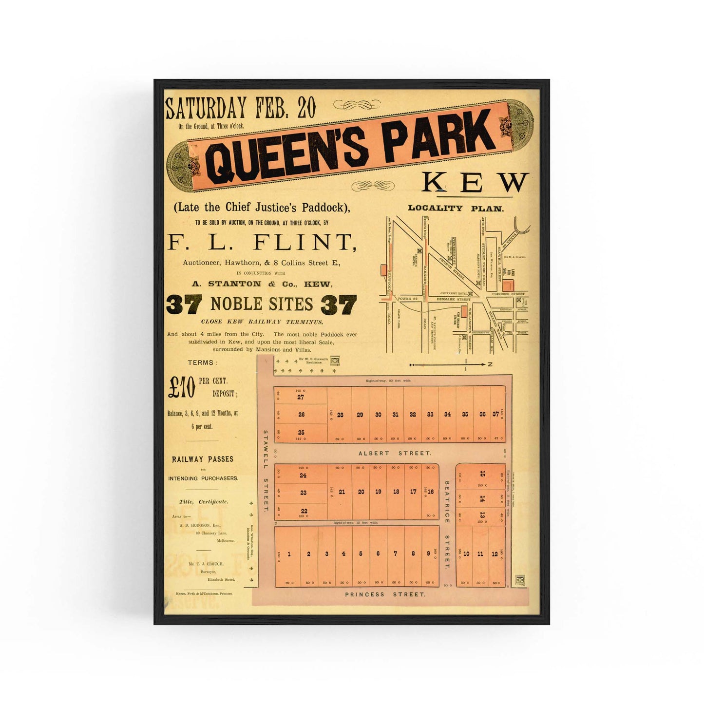 Kew Melbourne Vintage Real Estate Advert Wall Art #4 - The Affordable Art Company