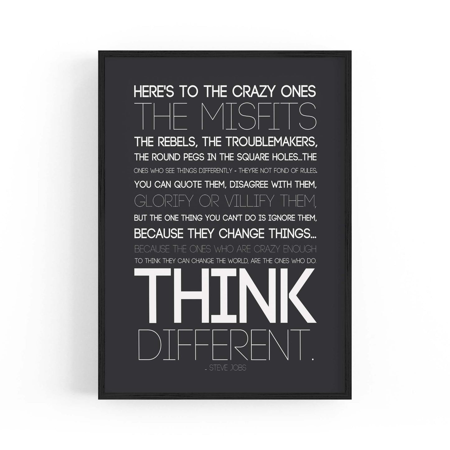 "Think Different" Steve Jobs Office Quote Wall Art - The Affordable Art Company
