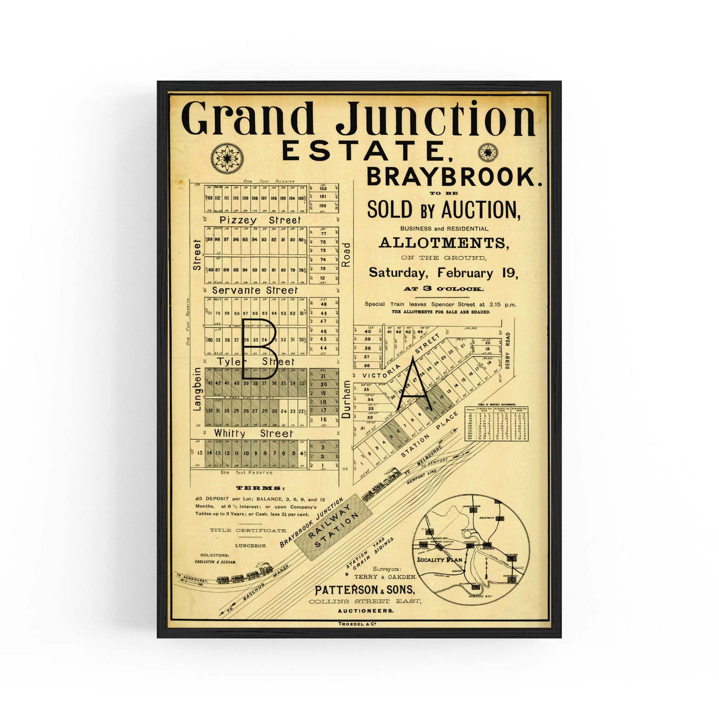 Braybrook Melbourne Vintage Real Estate Advert Art - The Affordable Art Company