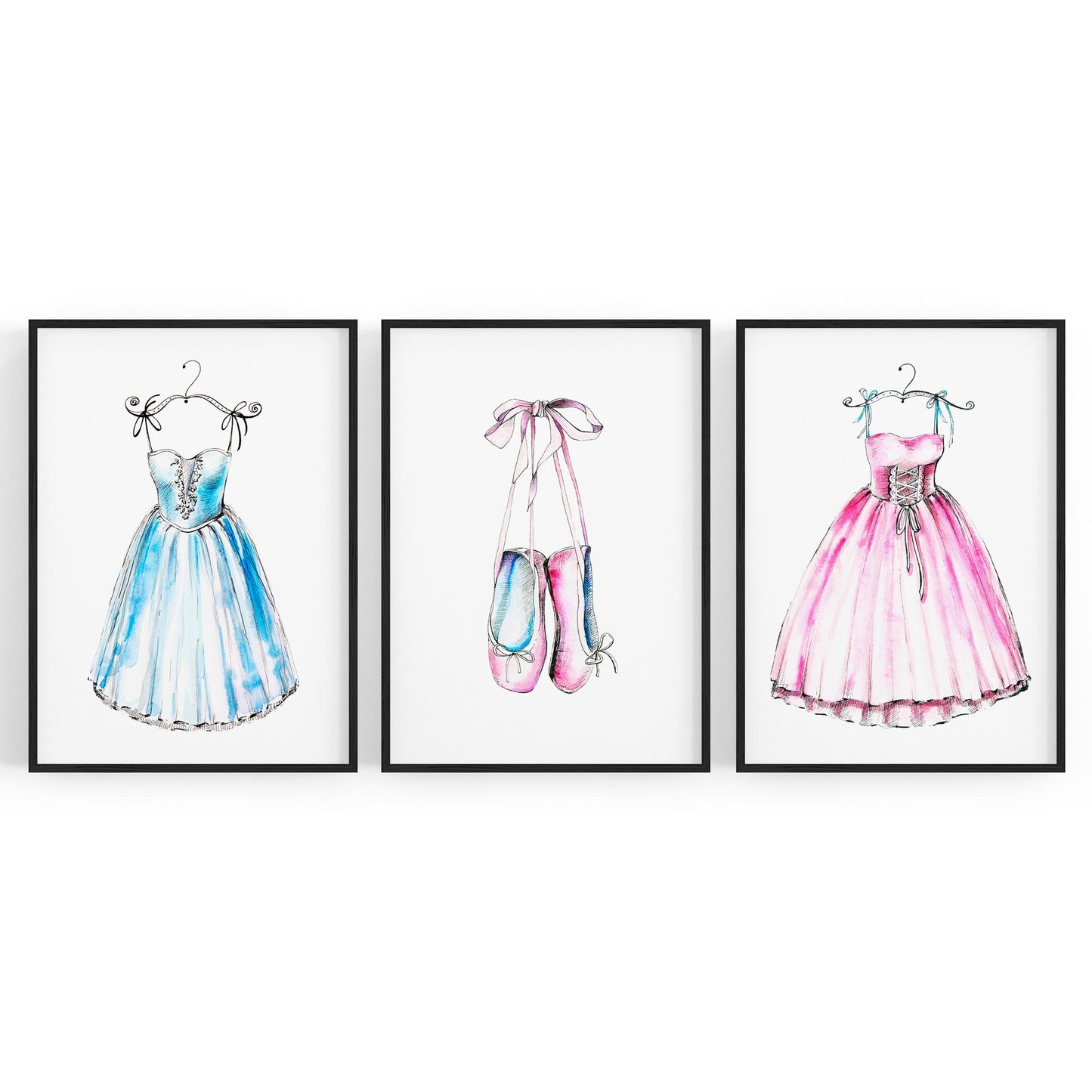 Set of Cute Ballerina Girls Bedroom Ballet Wall Art - The Affordable Art Company