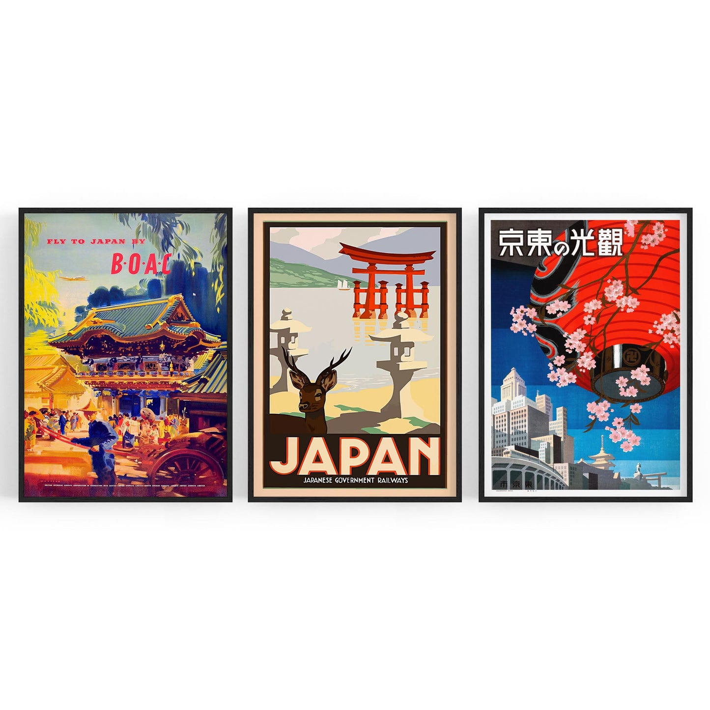 Set of Vintage Japanese Travel Advert Wall Art - The Affordable Art Company