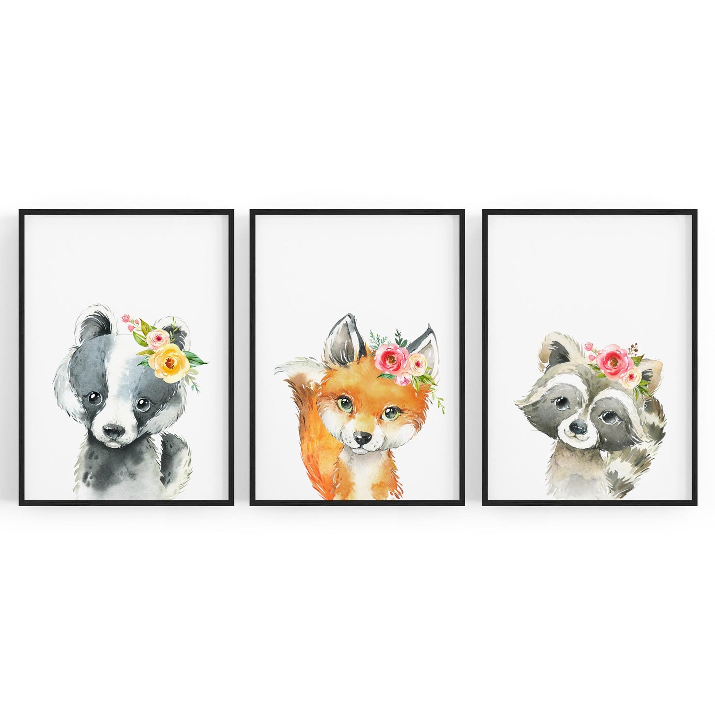 Set of Cute Baby Woodland Animals Nursery Wall Art #2 - The Affordable Art Company