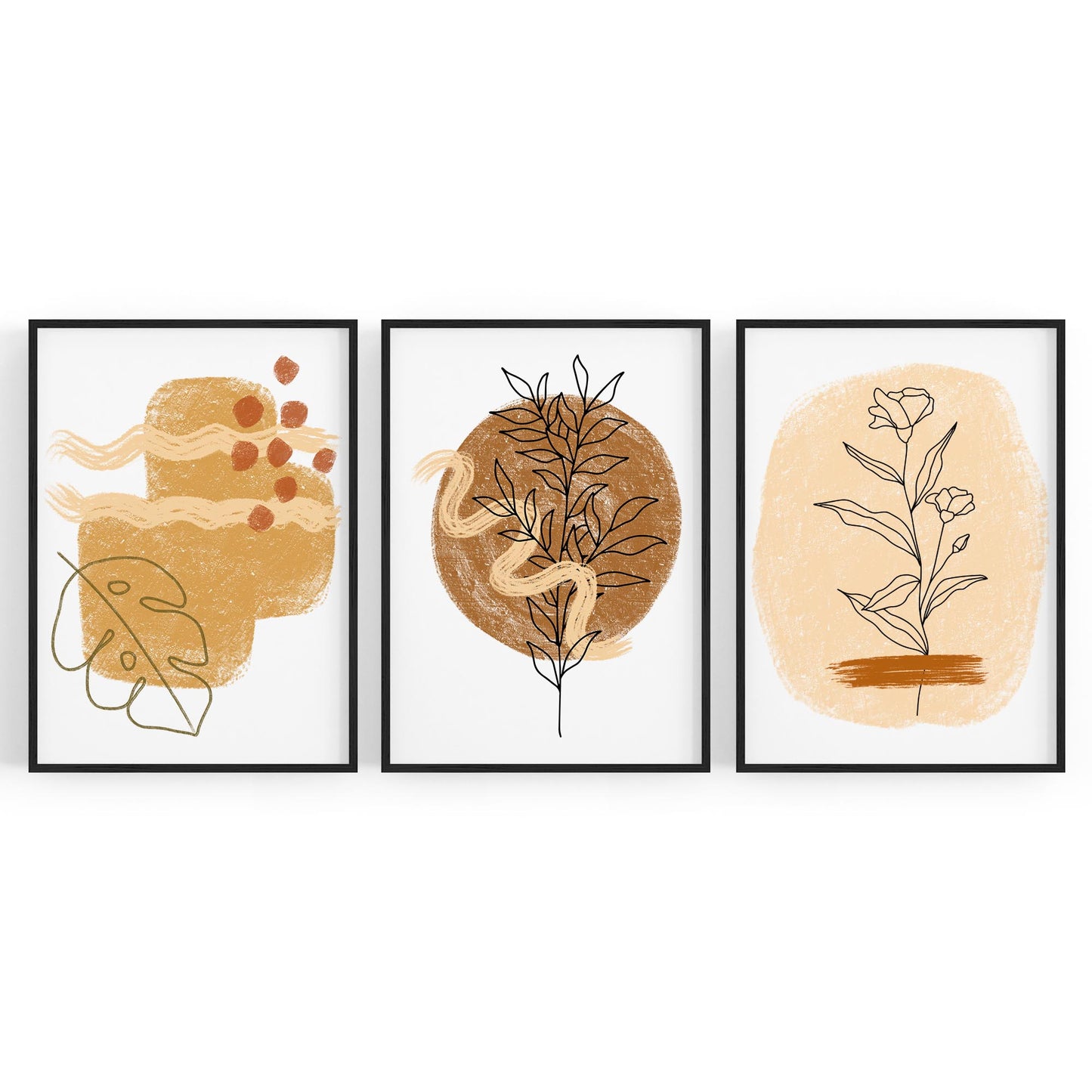 Set of Abstract Nature Kitchen Hallway Wall Art - The Affordable Art Company