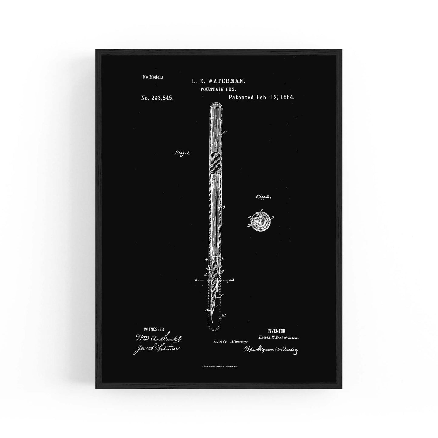 Vintage Fountain Pen Patent Artwork Wall Art #1 - The Affordable Art Company