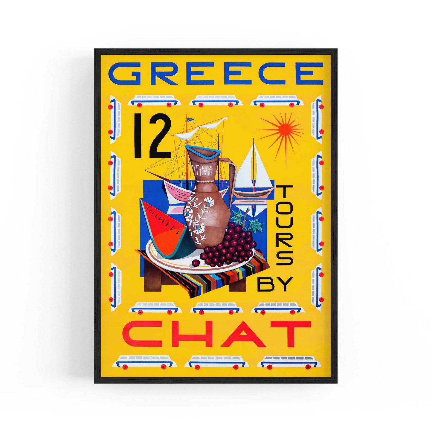 Greece Tours Vintage Travel Advert Wall Art - The Affordable Art Company